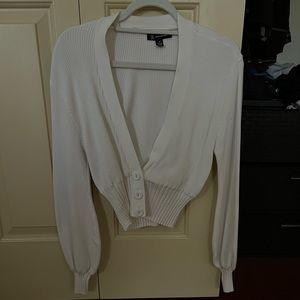 White cropped button cardigan
